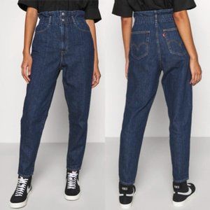 NWT Levi's Straight Leg High Waisted Paperbag Dark Blue Denim Jeans Size 26